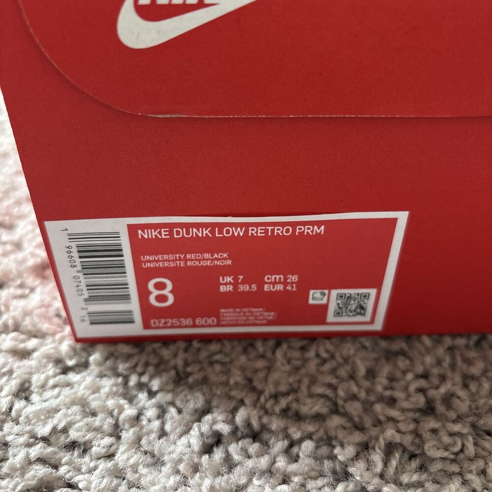 Nike Dunk Low Retro DZ2536-600 PRM Chicago Split University Red Black Men's 8 - Picture 2 of 8